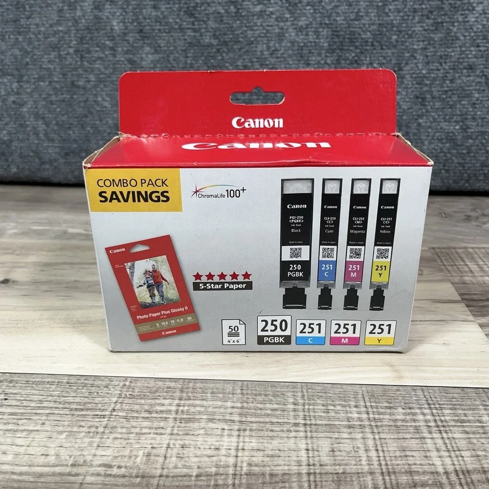 Canon PGI-250/CLI-251 ComboPack with 50 Sheets Photo Paper ChromaLife 100+